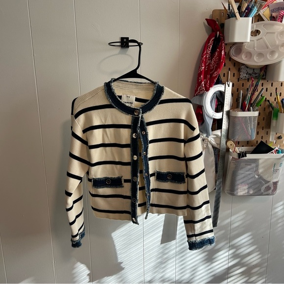 Sandro Stripey Cardigan with Denim Details - Picture 3 of 4
